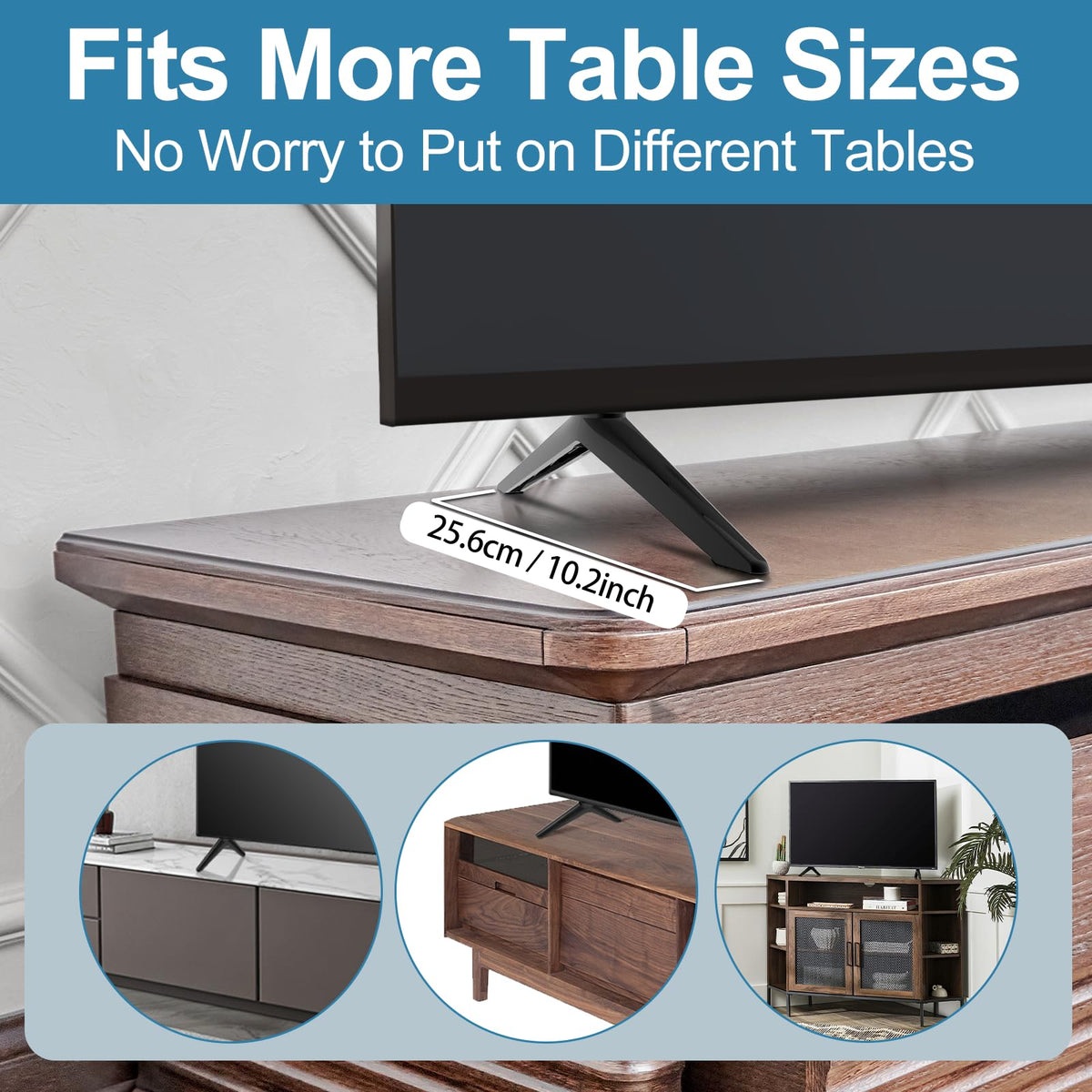 Yaotieci compatibility chart for 24-65 inch Onn Roku TVs, fit guidance.