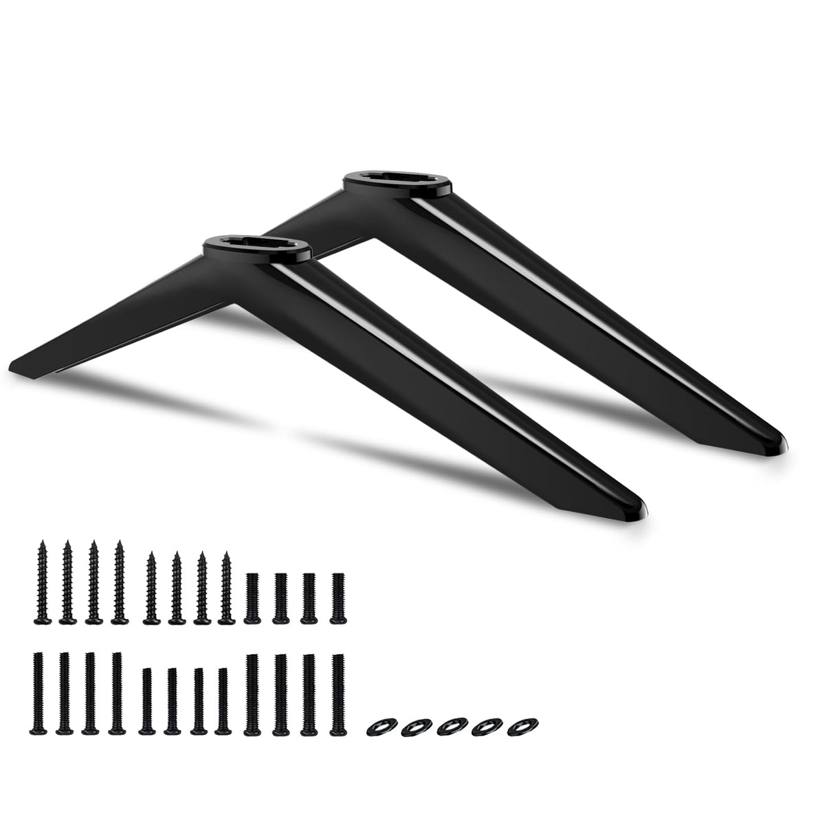 Yaotieci TV legs on Onn Roku stand, front view showing sturdy base support.