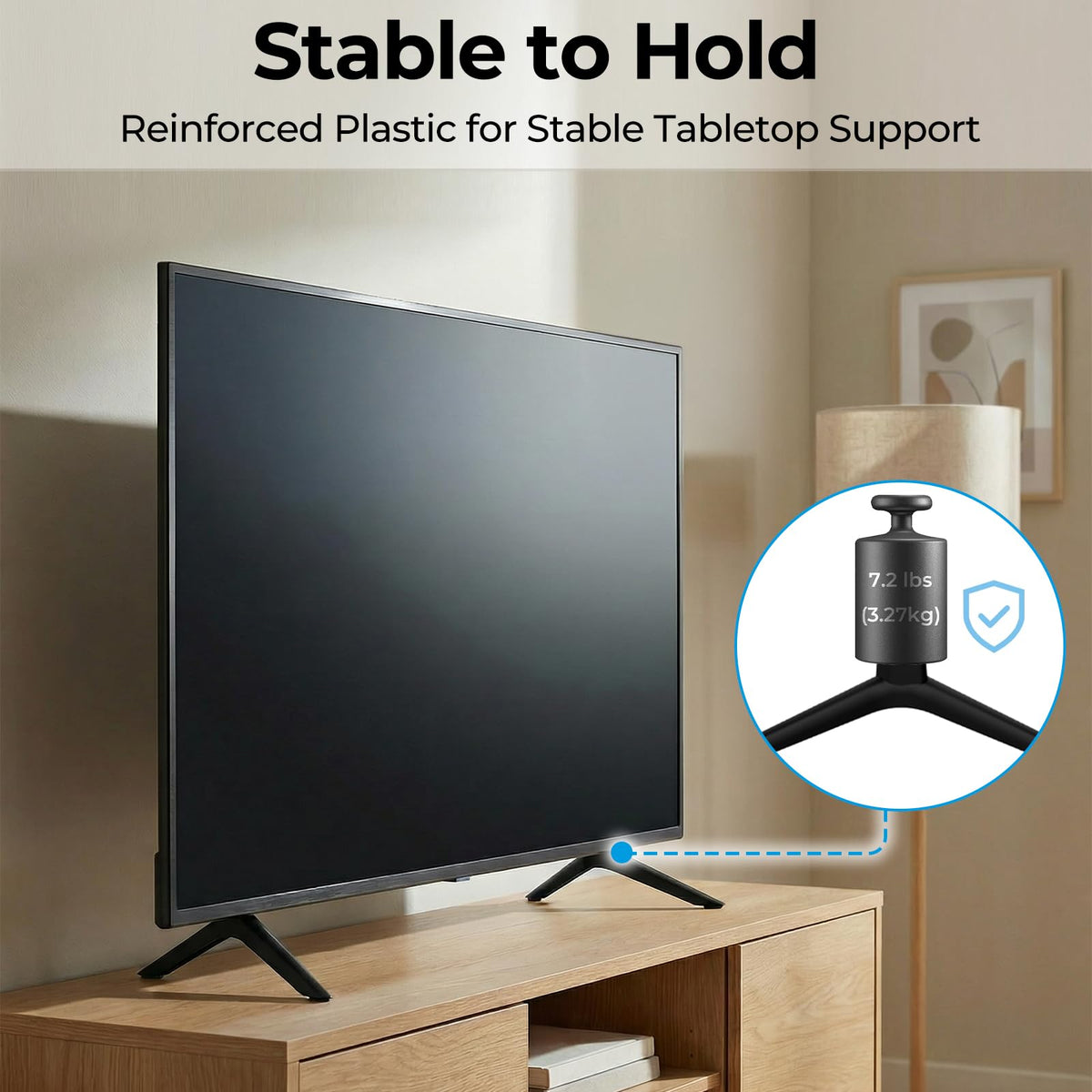 Yaotieci anti-slip pads on Onn TV legs protect surfaces and reduce movement