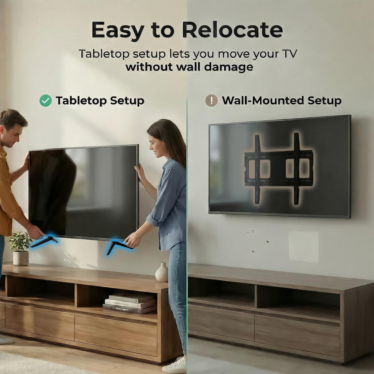 Yaotieci Onn TV legs screw-in design for simple setup