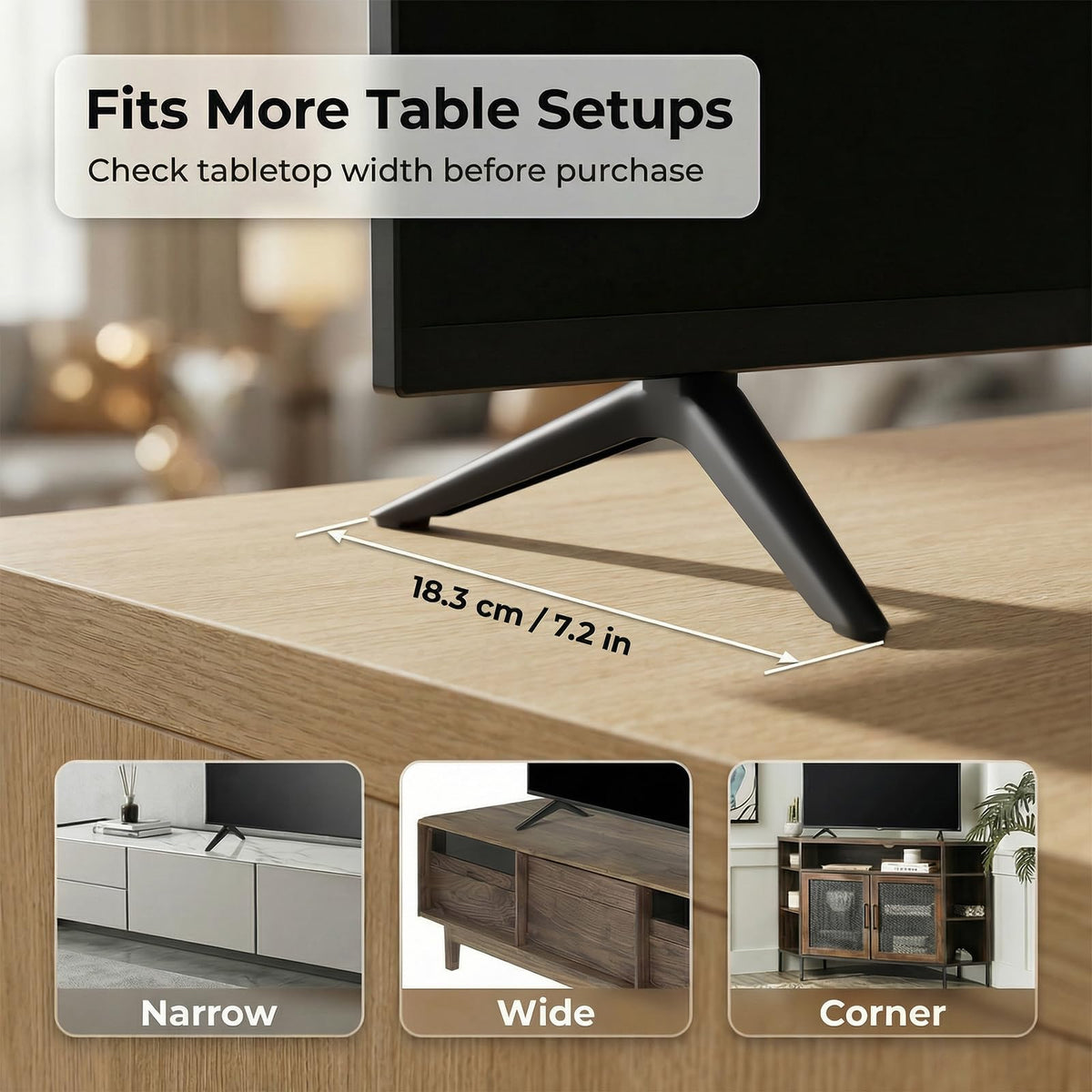 Yaotieci Onn TV legs with surface-scratch protection on furniture