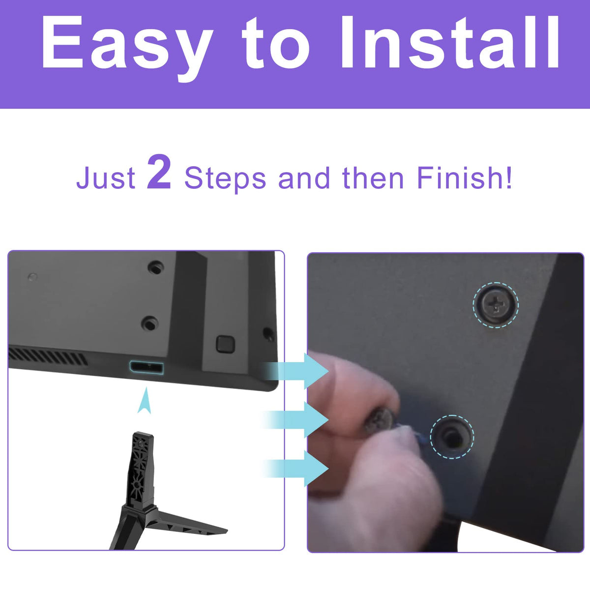Yaotieci TV legs assembly image shows quick, easy setup