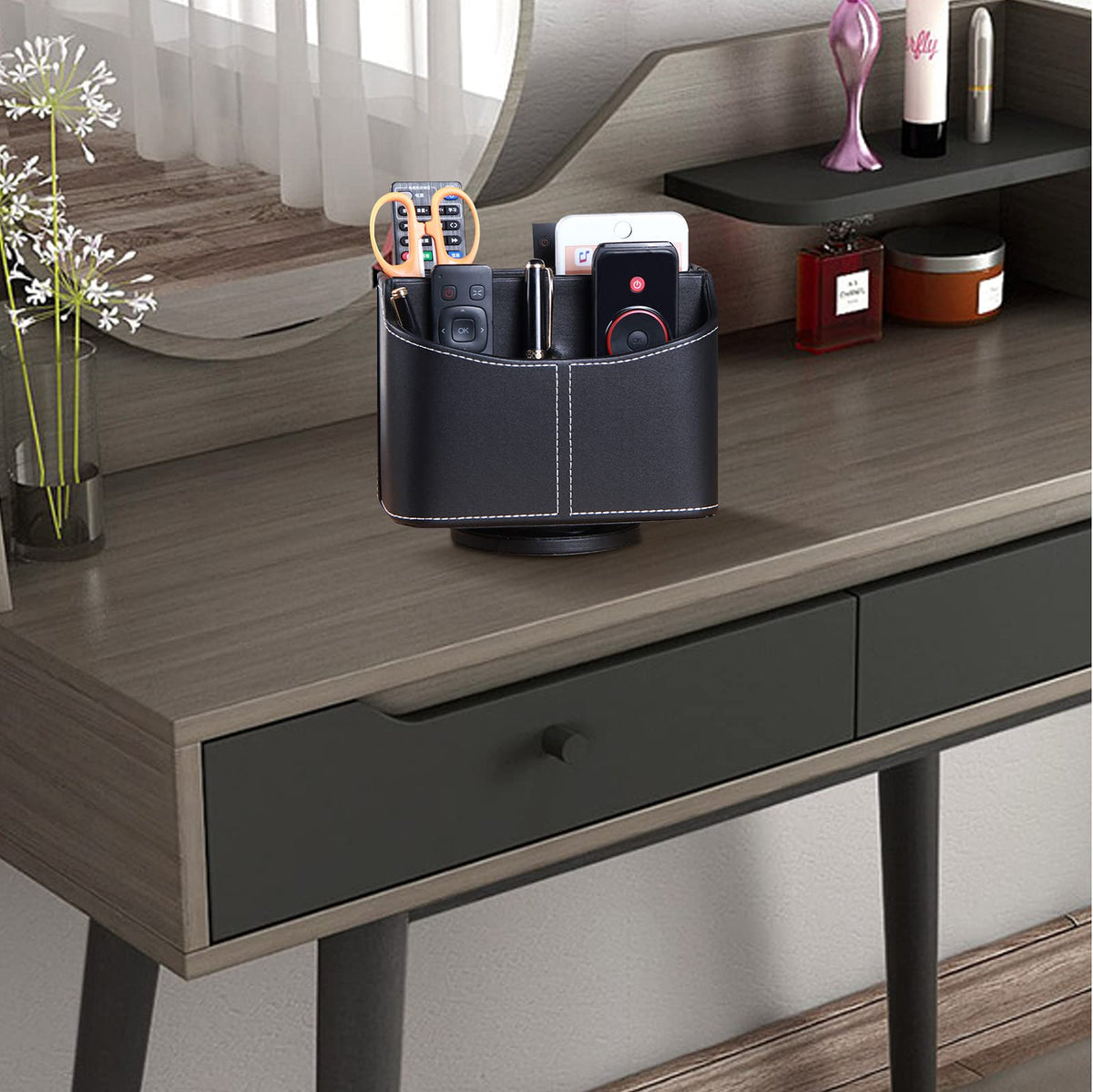 YAPISHI modern spin organizer fitting on a desk or coffee table