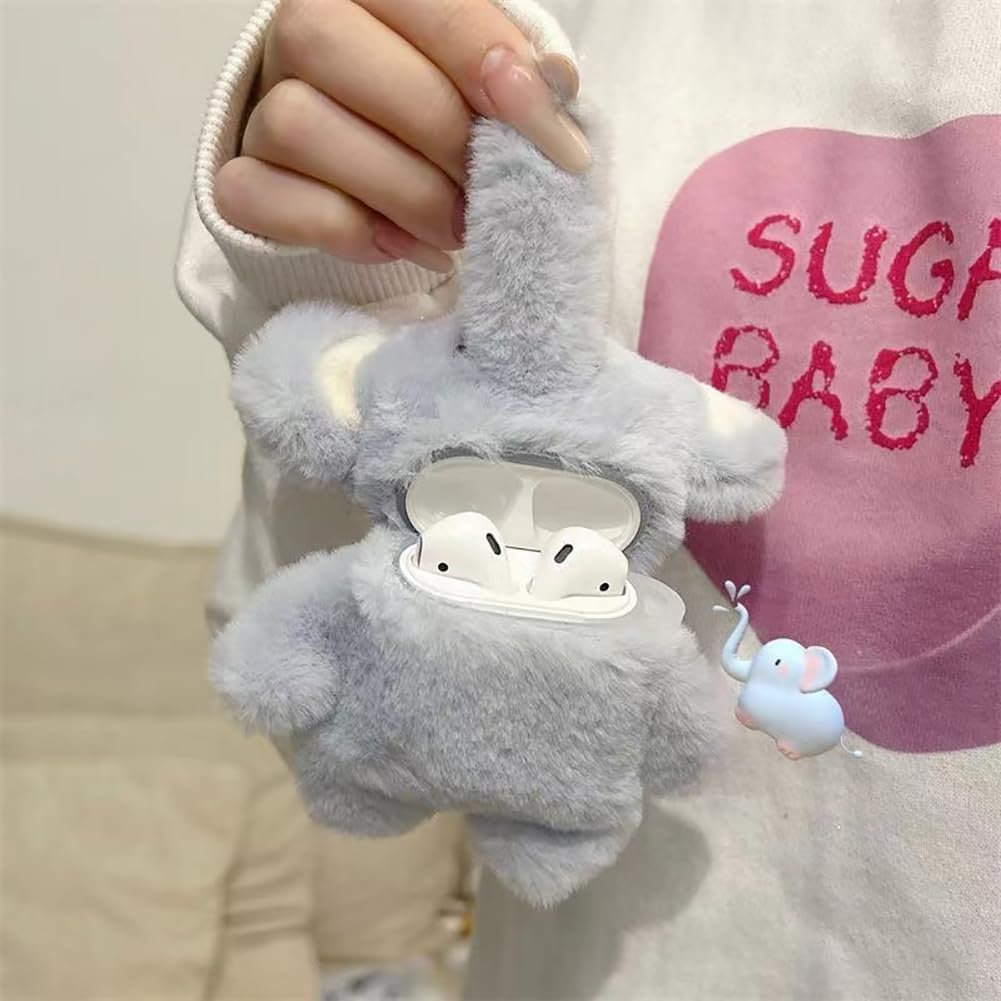 Yatchen AirPods Pro plush cover side view with fluffy texture.