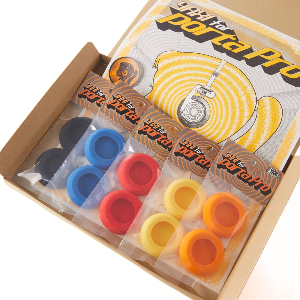 YAXI earpads front view showing five colors and clear upgrade benefit