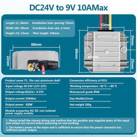 YAXIGE label and specs close-up showing input/output ratings and efficiency for correct system matching