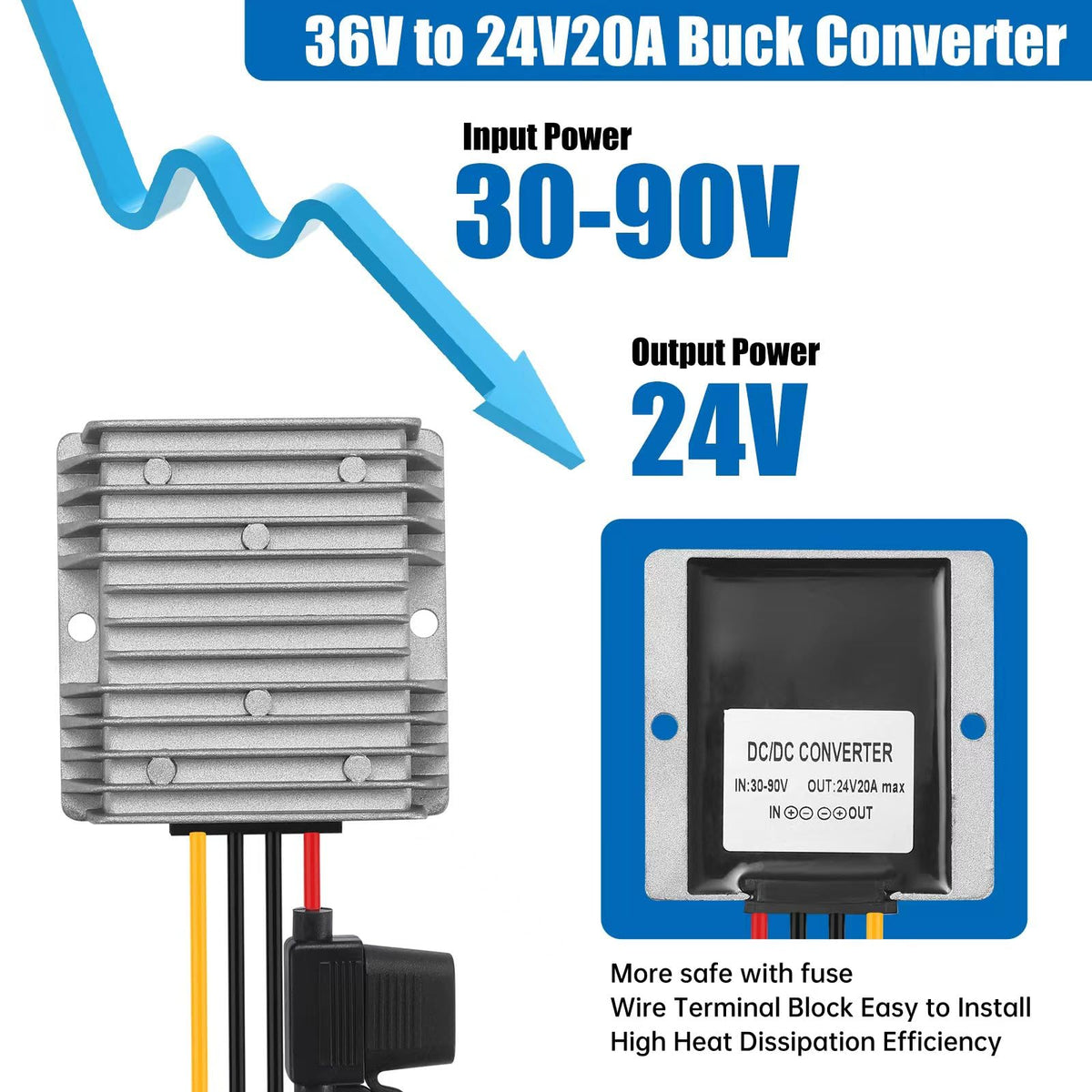 YBBOTT IP67 waterproof buck converter ready for harsh environments.