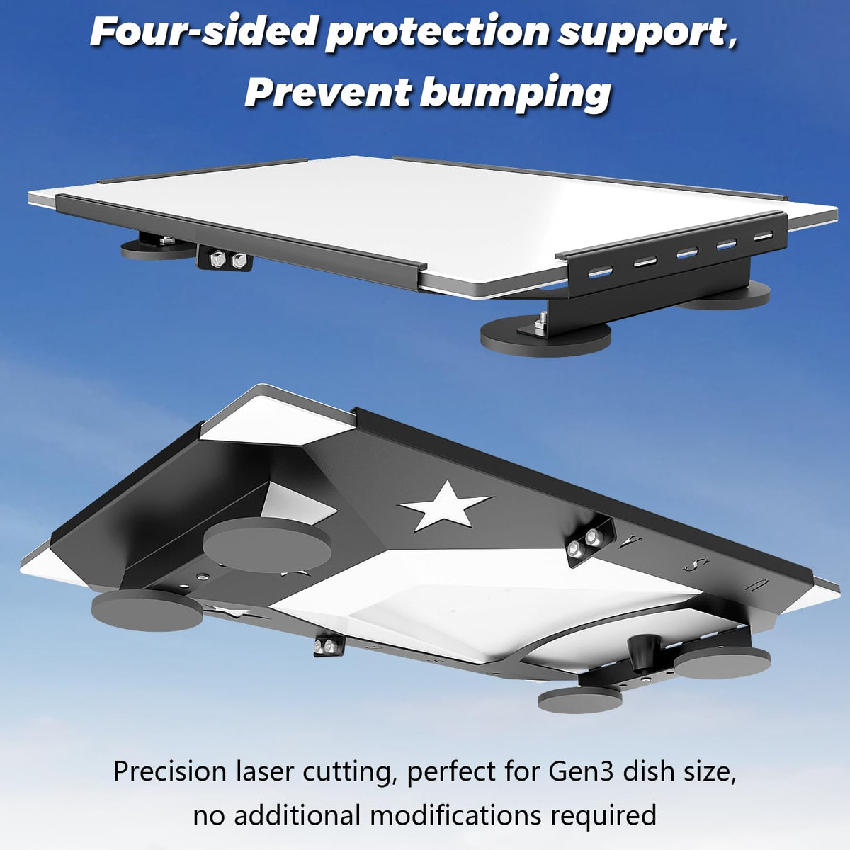 Ybervont Starlink Gen 3 flat mount magnetic feet enable quick temporary placement