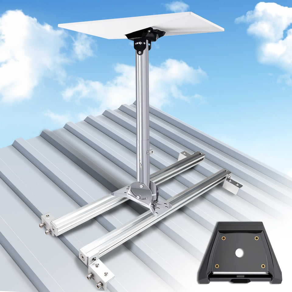Ybervont Starlink Gen3 roof mount with punchfree clamps for secure standing-seam installation