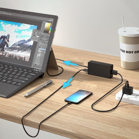 YBRUZRUB 65W compact charger design fits neatly on a workspace