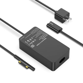YBRUZRUB 65W Surface Pro Charger front view for fast, reliable desk charging.