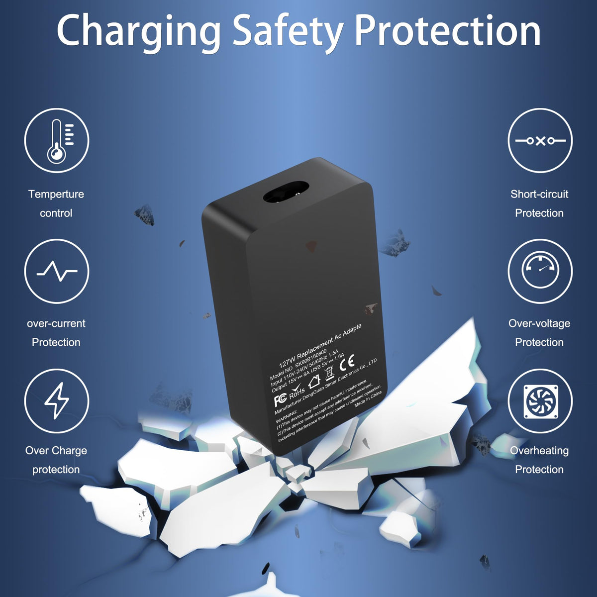 YBRUZRUB charger connected to Surface Book in use for reliable laptop power