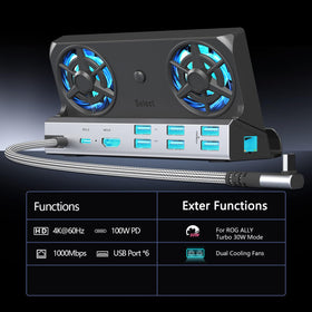 YCBUENO close-up of dual 5cm fans illustrating quiet powerful cooling performance
