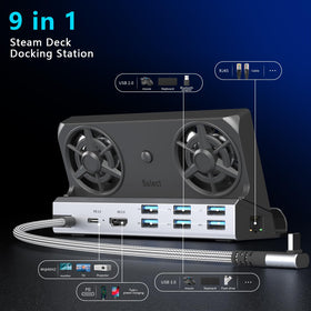 YCBUENO dock with Steam Deck in slot demonstrating stable placement and cooling benefit
