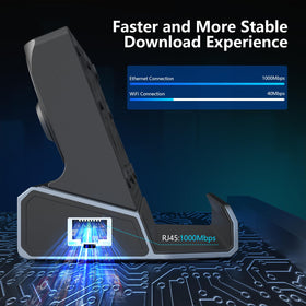 YCBUENO dock connected to external monitor and keyboard, expands desktop and screen space