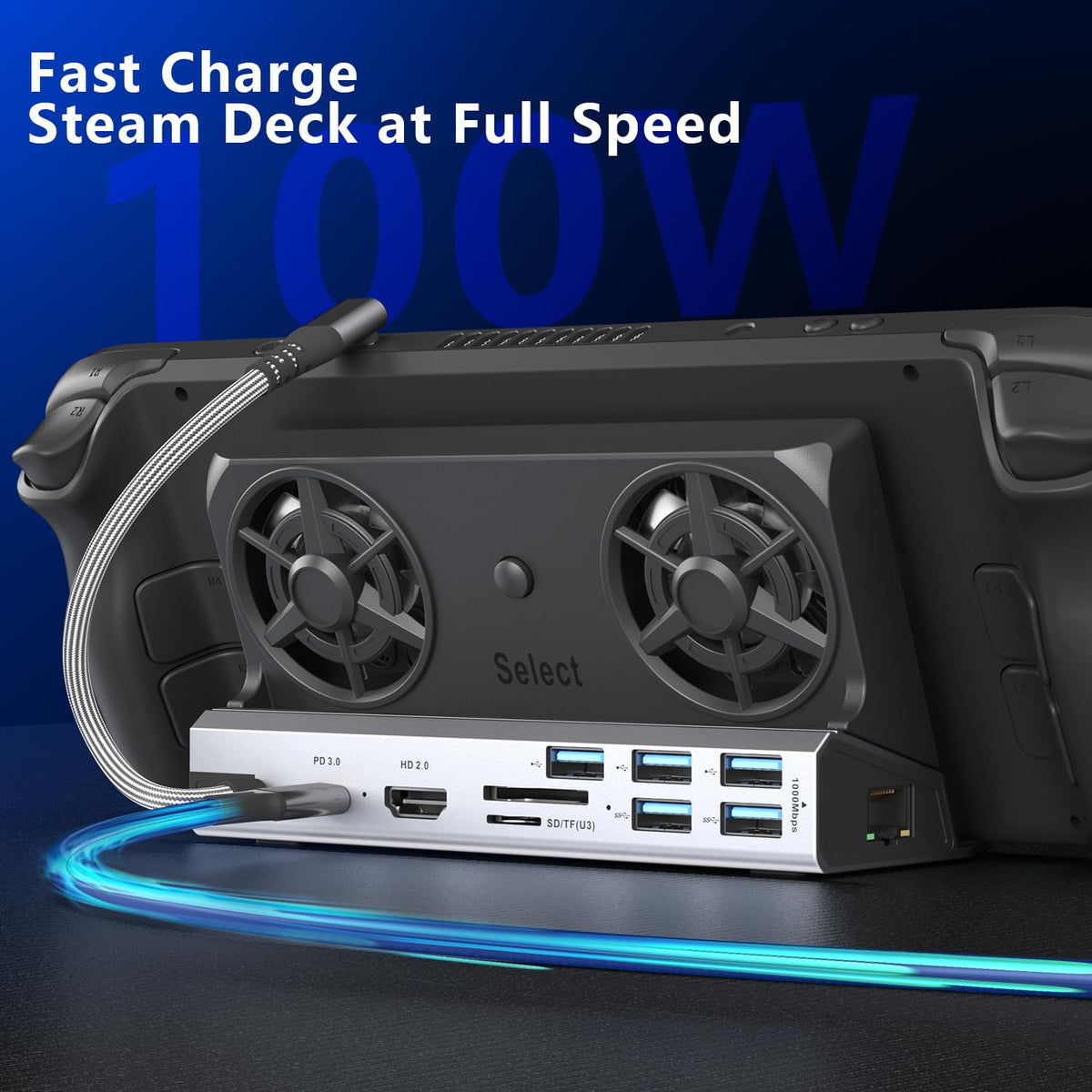 YCBUENO YCE dock connected to a 4K monitor, delivers crisp 4K@60Hz gameplay