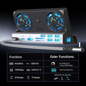YCBUENO YCE top view of dual RGB fans cooling the device, ensures stable performance