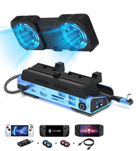 YCE dock front view showing ports and stand, highlighting versatile connectivity