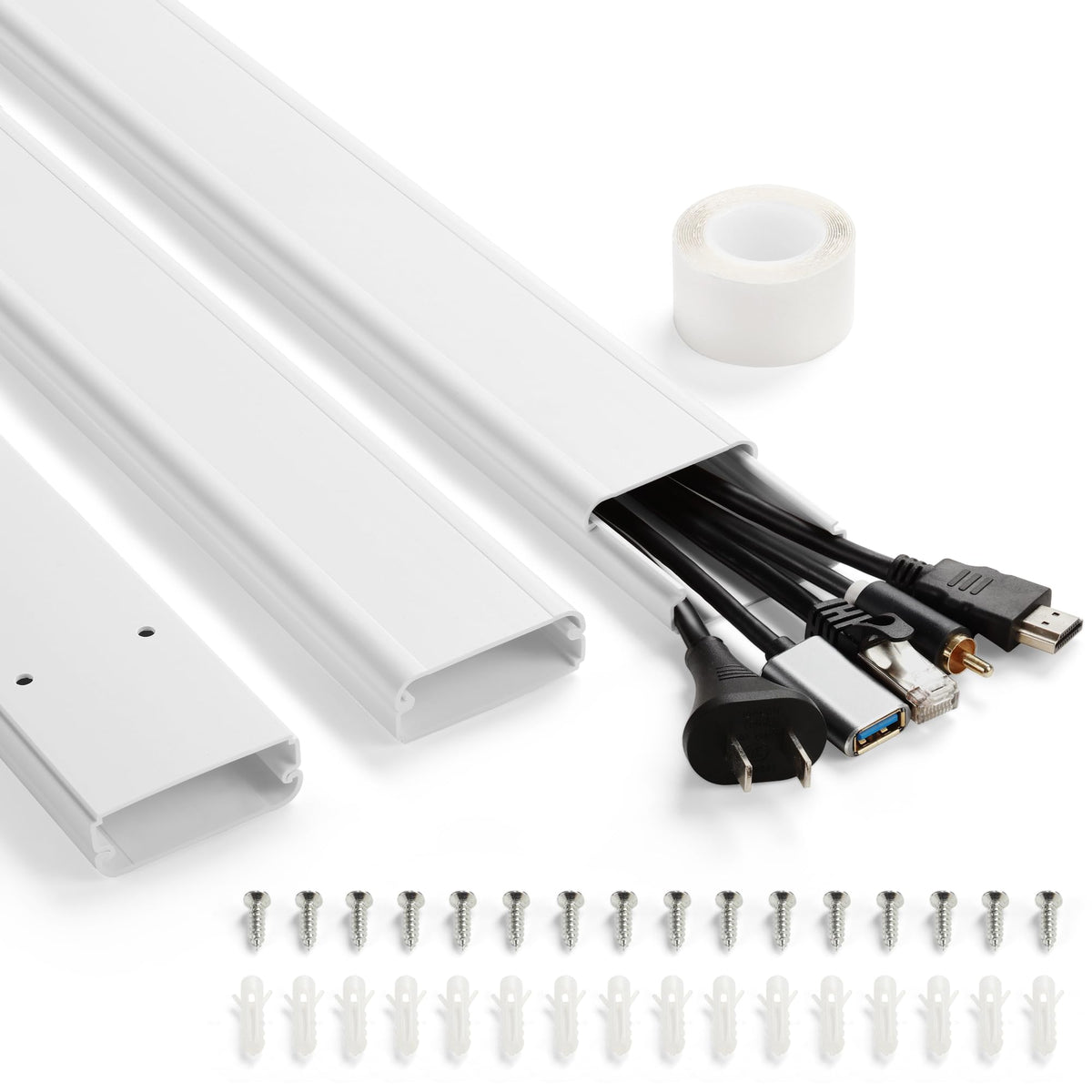 YCLYC 47in TV cord hider on wall mount for a tidy, clutter-free display