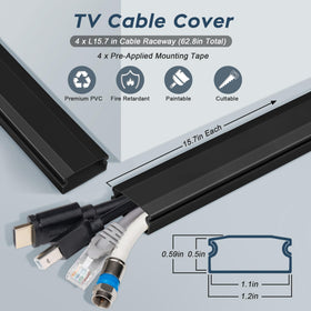 YCLYC 62.8in TV cord hider kit, section 03, paintable to match room decor