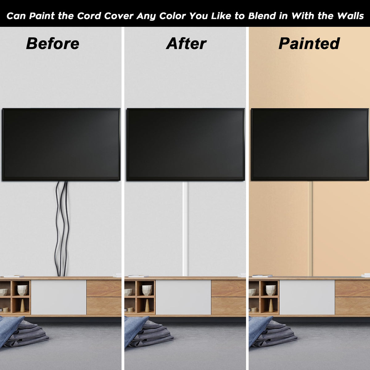 YCLYC cord cover kit white surface blends with most decors