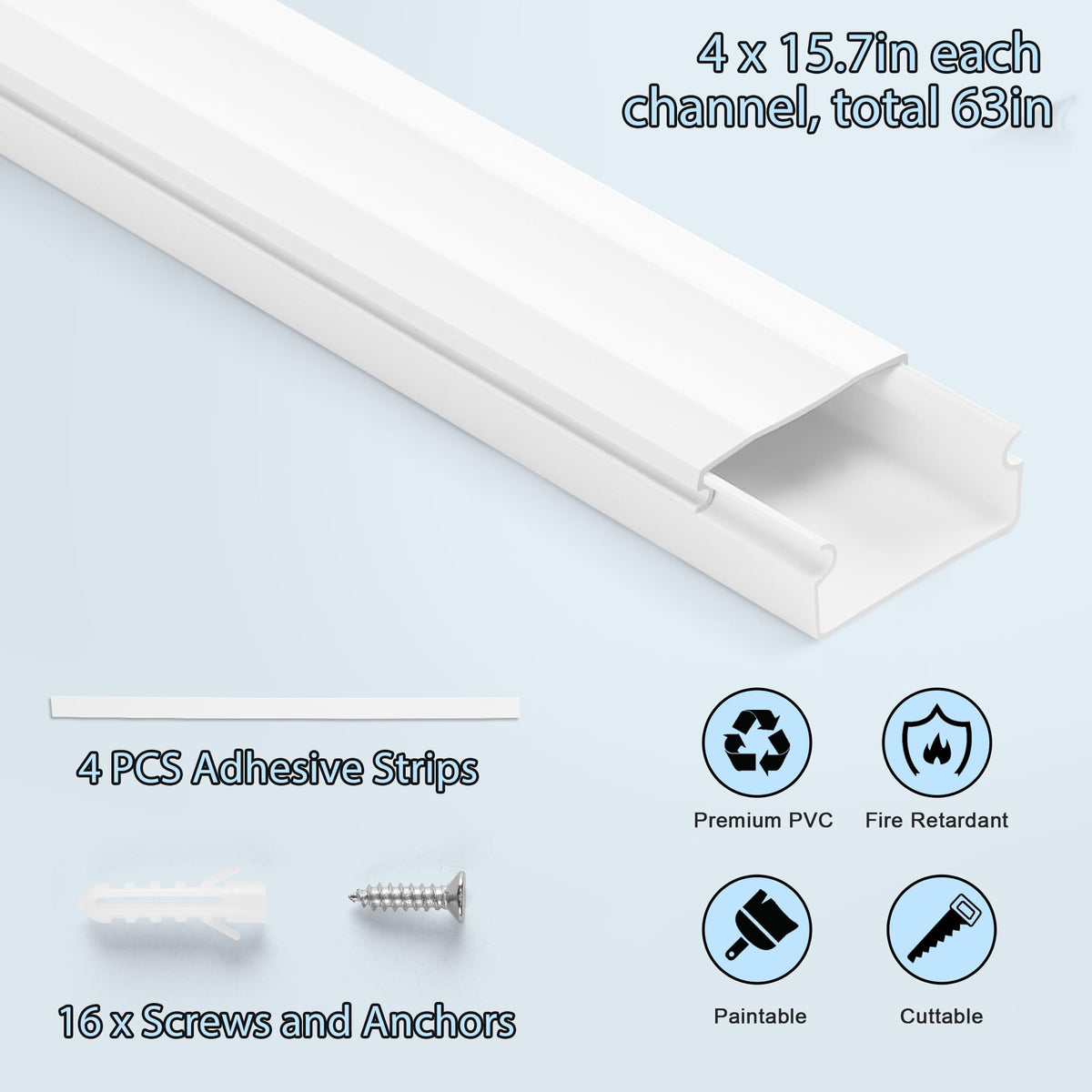 YCLYC paintable cord cover surface lets you blend with wall color.