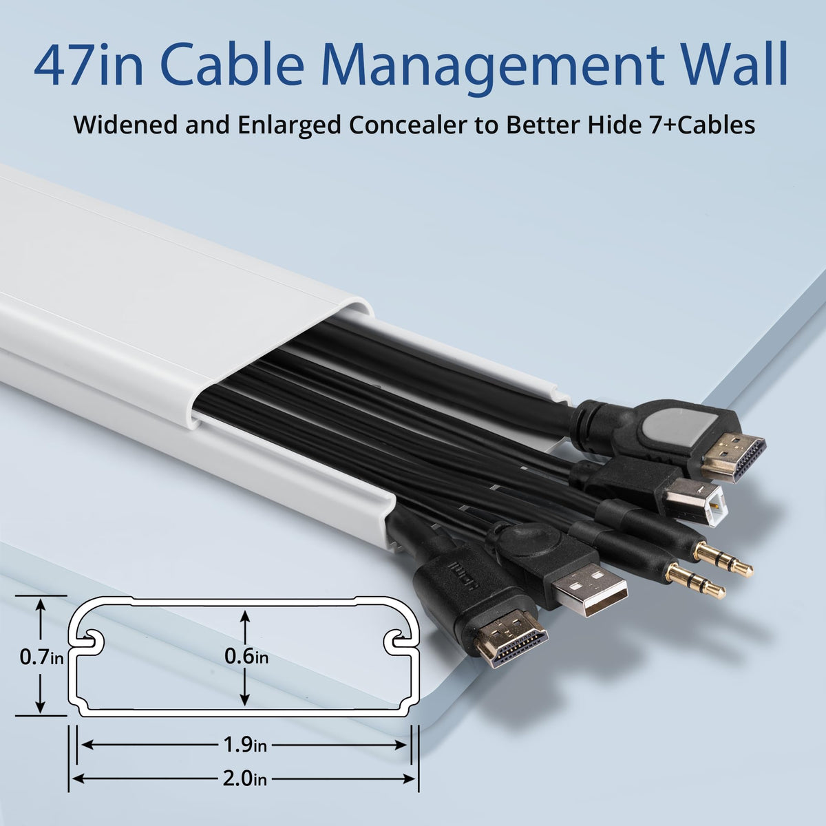 YCLYC large cable hider white with ample channel for multiple cables