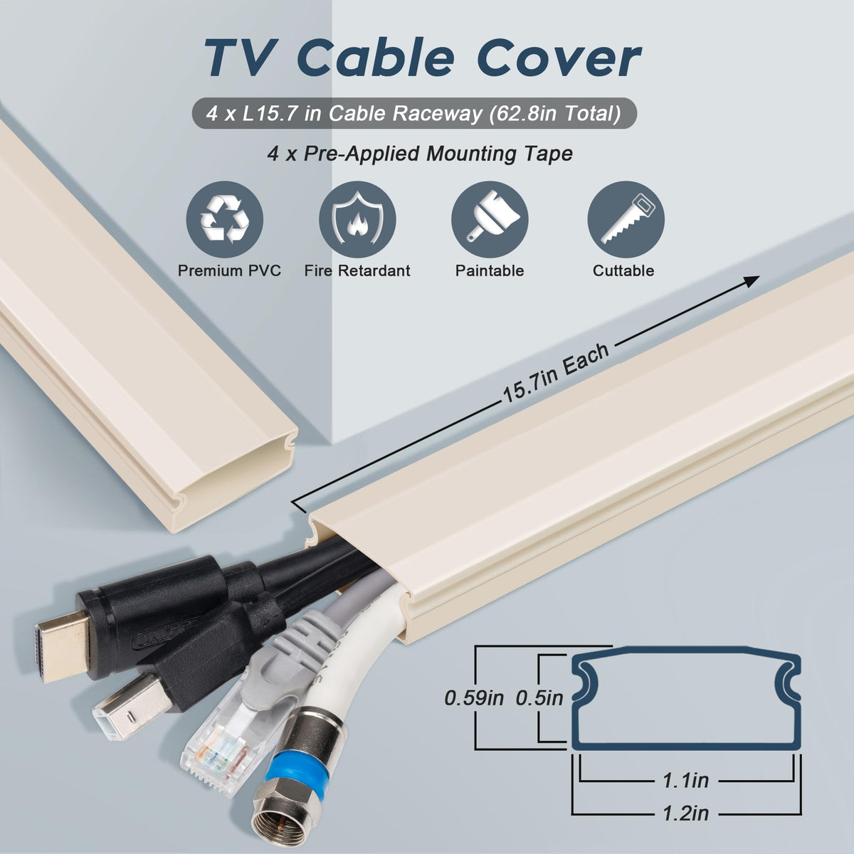 YCLYC PVC wall cover with four sections enables flexible installation.