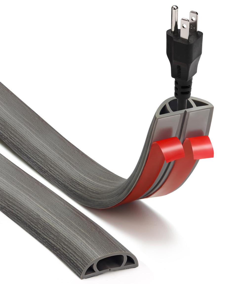 YCLYC self-adhesive cord cover with wood-grain finish conceals a single cable neatly.