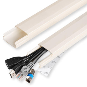 YCLYC TV Cable Hider conceals wires along a wall for a tidy living room setup.