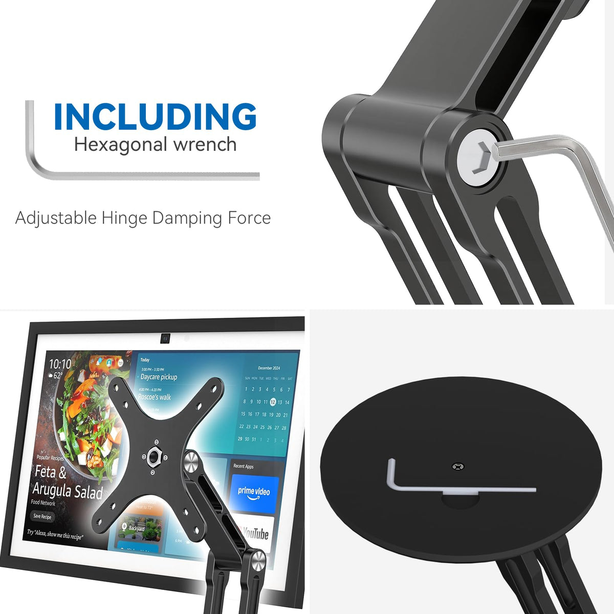 YCNEW hand next to stand to show compact scale and easy desktop fit