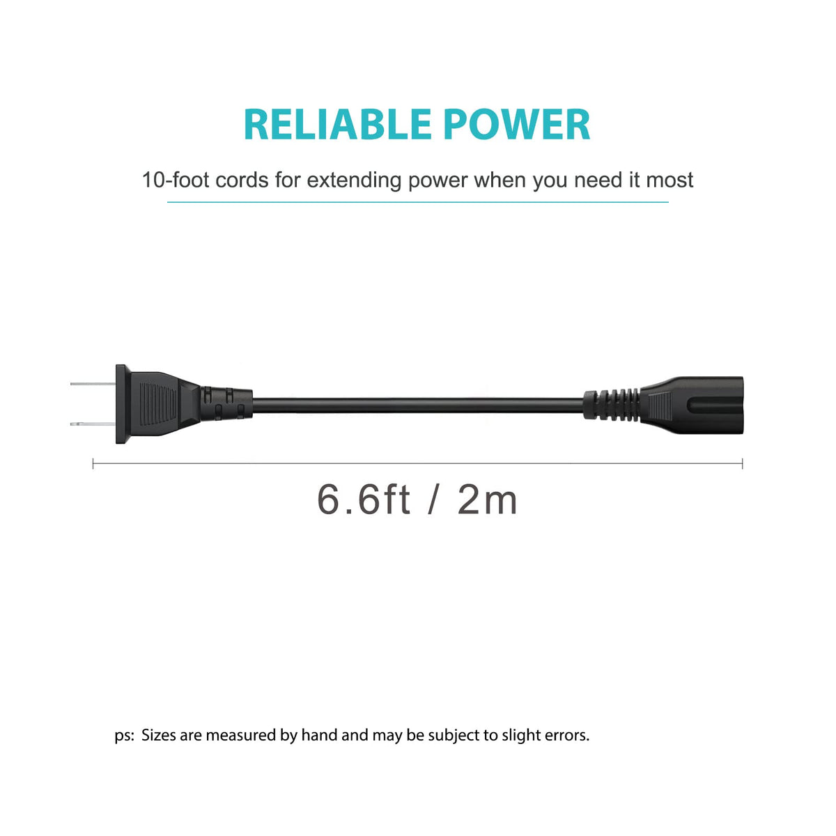 YCWZZH portable compact power cord for travel and quick setup