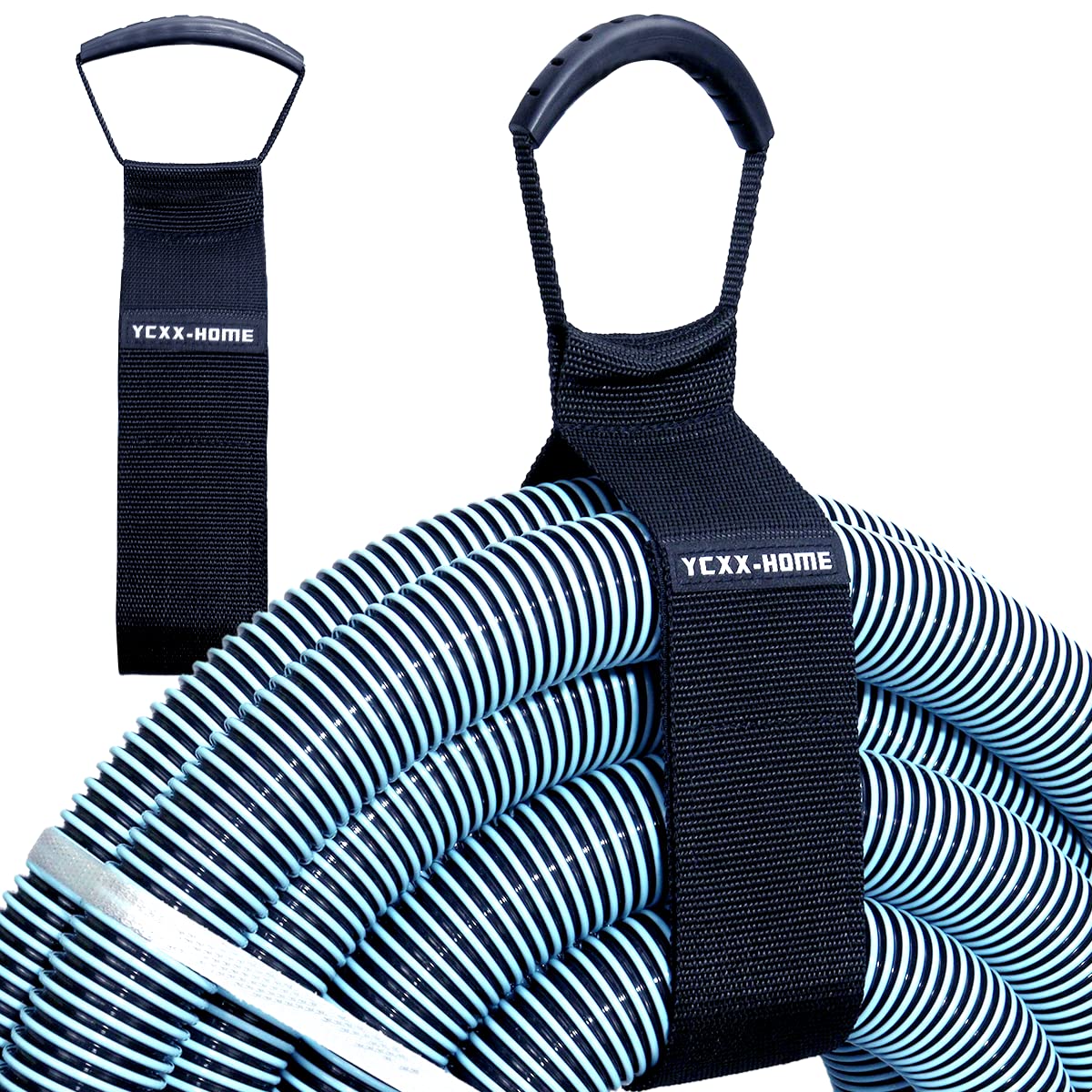 YCXX-HOME large 28-inch organizer strap securing a garden hose for neat storage.