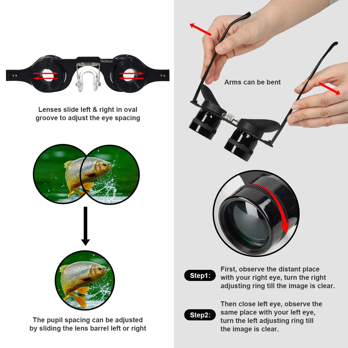 YCXXKJ close-up of focus knob for precise individual-eye adjustment