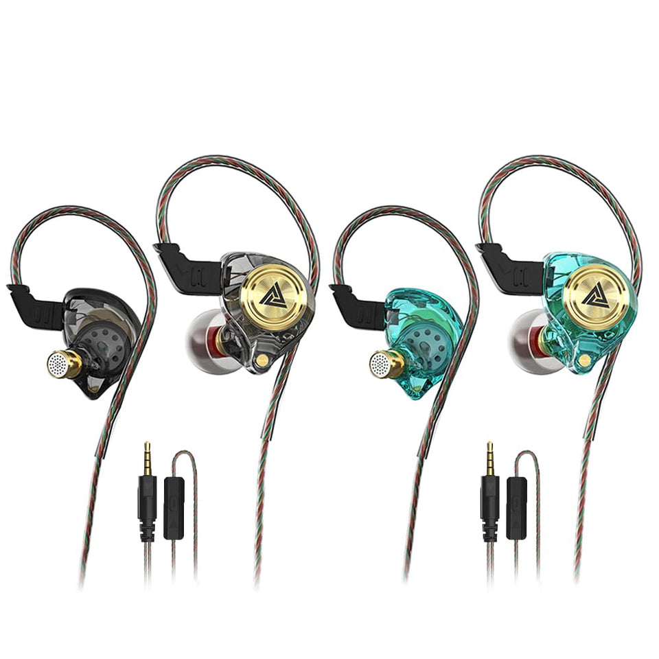Yeabomy AK3FILE earbuds front view in black and green, comfortable all day wear