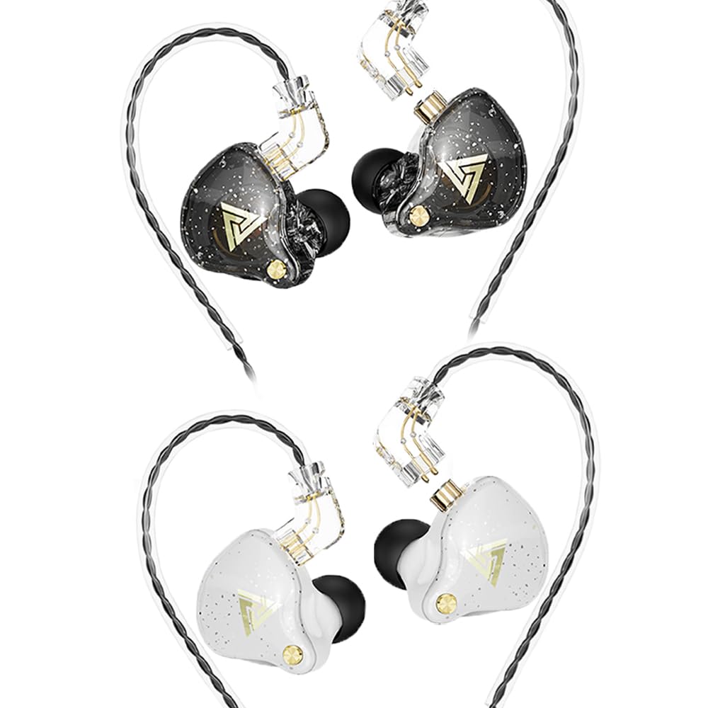 Yeabomy AK6 PRO wired earbuds front view with compact two-tone case for easy storage.
