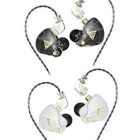 Yeabomy AK6 PRO wired earbuds front view with compact two-tone case for easy storage.