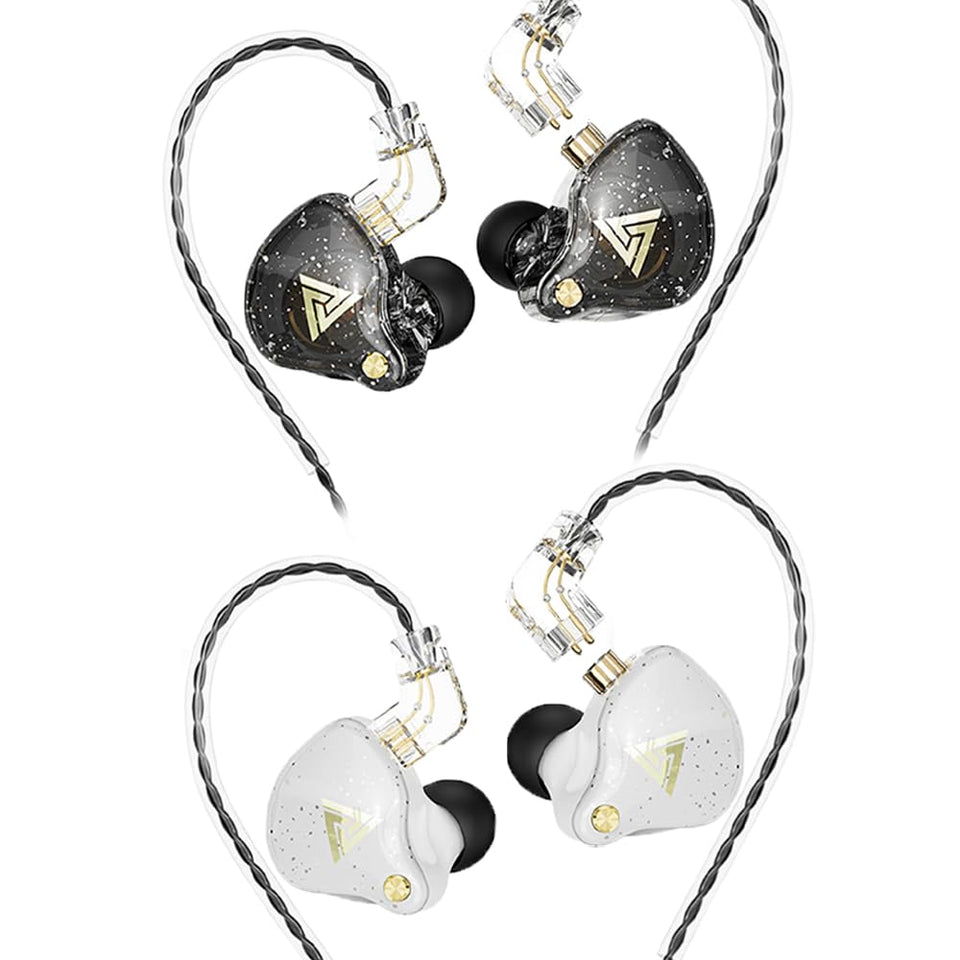 Yeabomy AK6 PRO wired earbuds front view with compact two-tone case for easy storage.