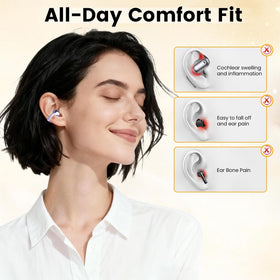 Yeabomy Bluetooth 5.4 clip-on headphones with LCD touch controls for easy management