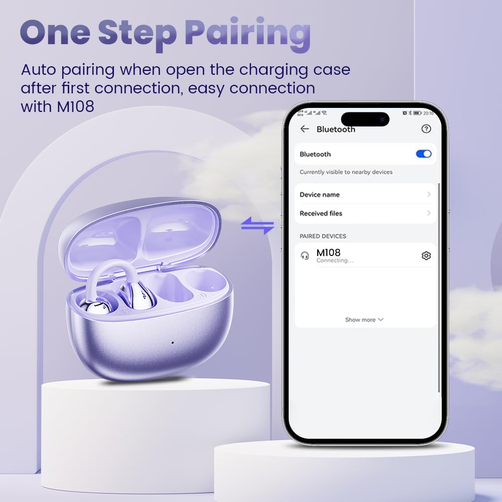 Yeabomy open-ear clip headphones ear-hooks design improves stability