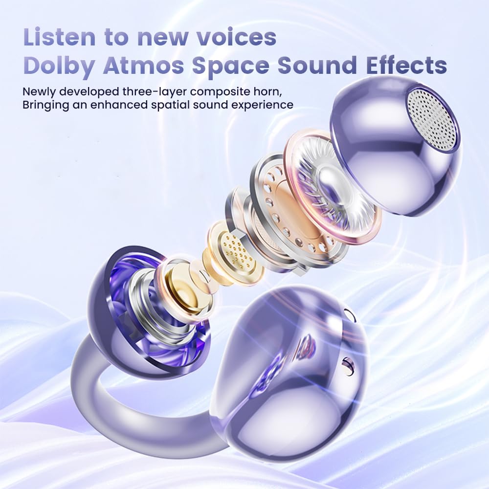 Yeabomy open-ear clip headphones purple color for stylish listening