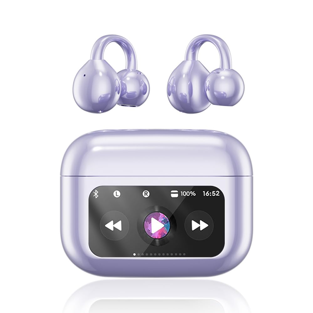 Yeabomy open-ear headphones in purple clip-on style for all-day comfort and awareness