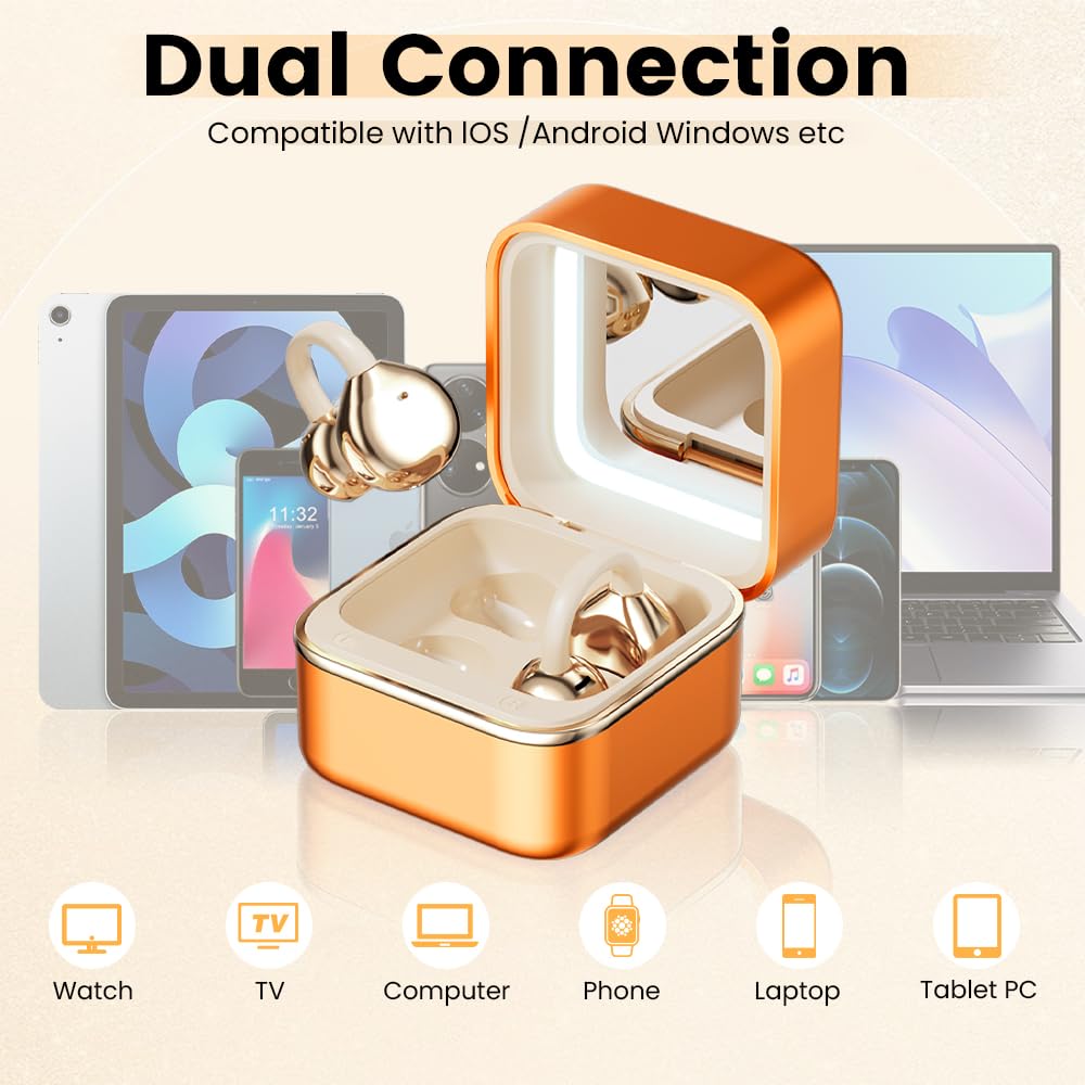 Yeabomy orange color wireless earbuds add a vibrant, everyday-ready look