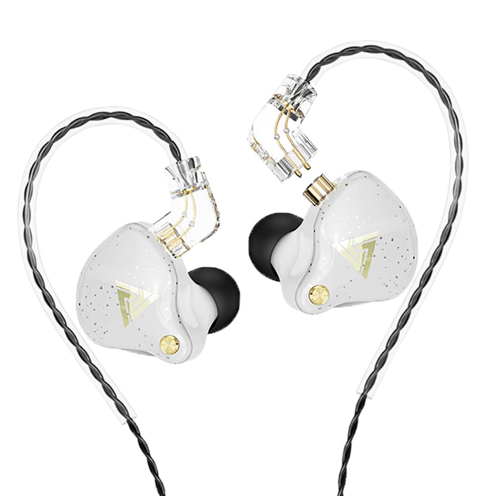 Yeabomy QKZ AK6 PRO front view showing sleek white earbuds and clean aesthetic benefit clear visual choice
