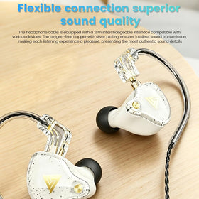 Yeabomy QKZ AK6 PRO worn in ear demonstrating stable fit and noise isolation benefit for focus