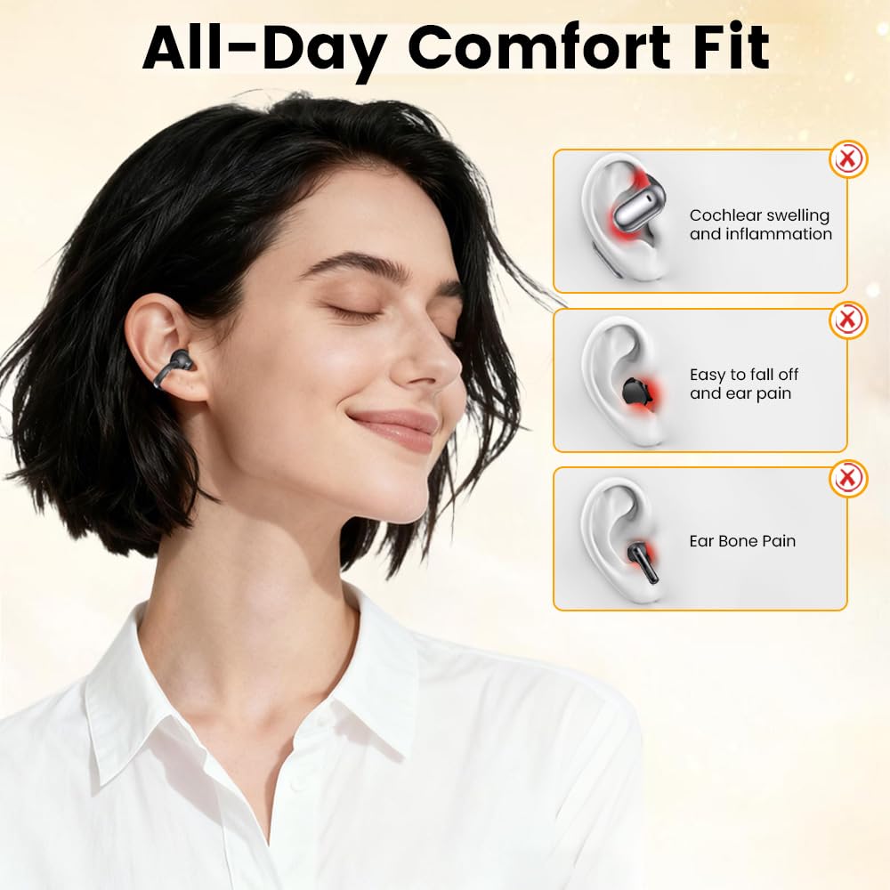 Yeabomy wireless clip-on headphones with stable connection for reliable calls.