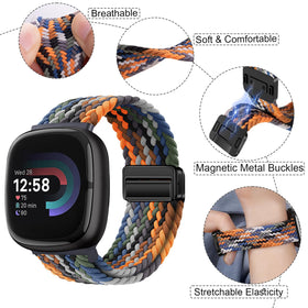 Yeahxing braided band Sense 1 magnetic clasp in denim blue for quick wear.