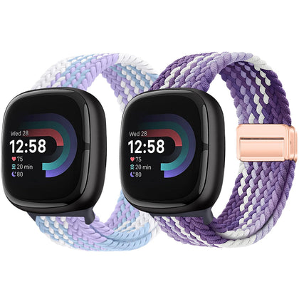 Yeahxing braided band for Versa 4, close-up of soft nylon weave and buckle.