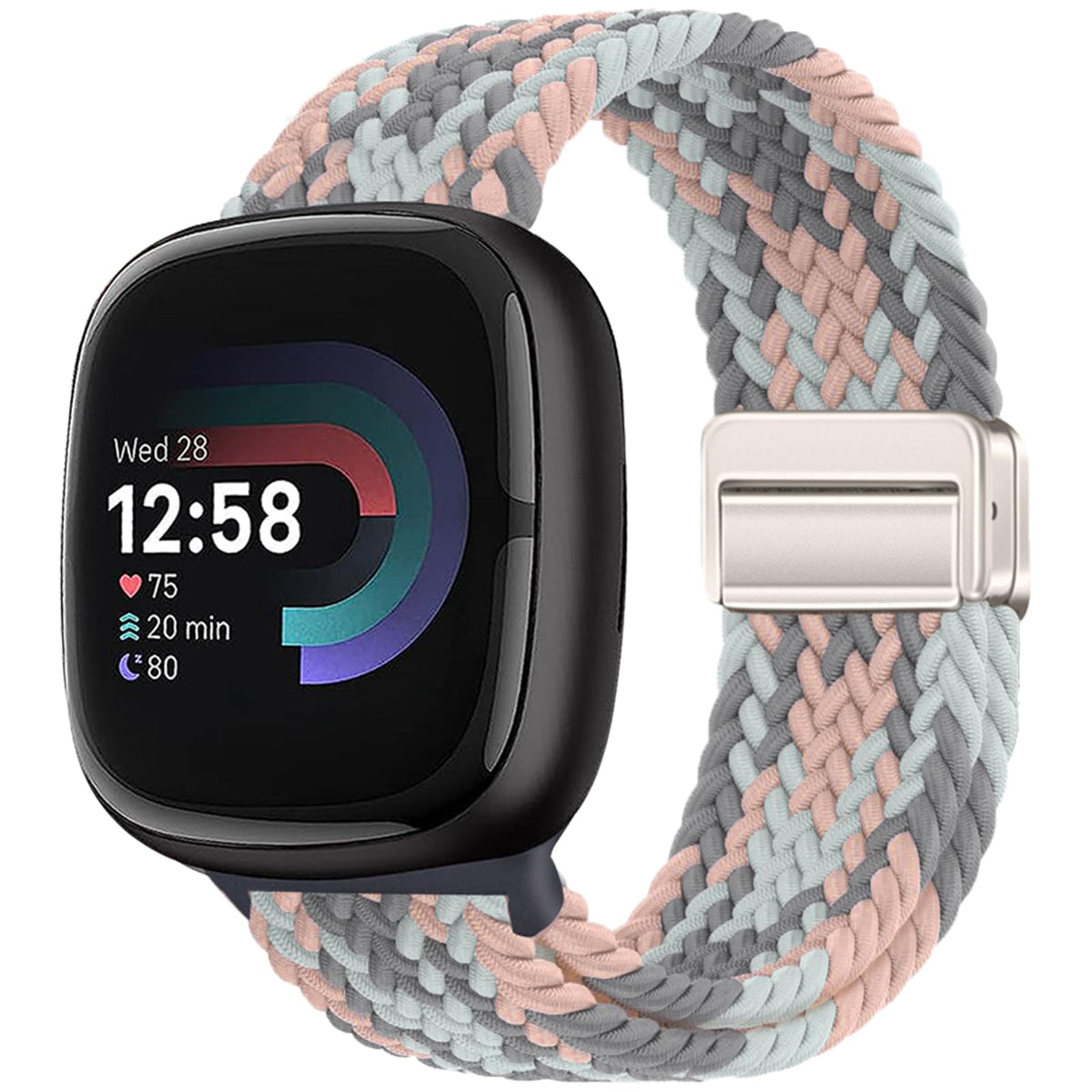 Yeahxing braided band for Versa 4 with magnetic clasp enabling quick, secure wear.