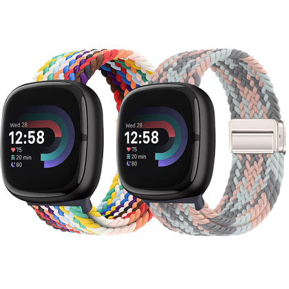 Yeahxing braided band for Versa 4 with soft elastic nylon for all-day comfort.
